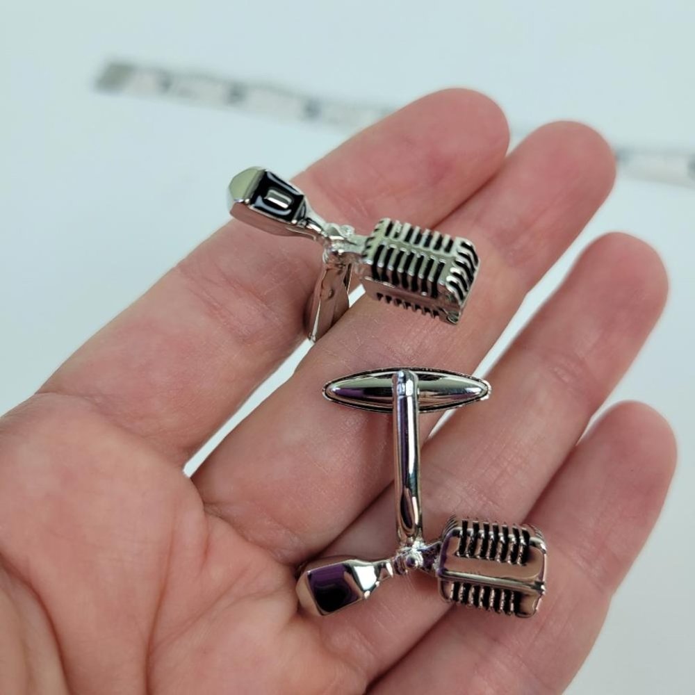Timeless Microphone Stainless Steel Cuff Links - Picture 4 of 5